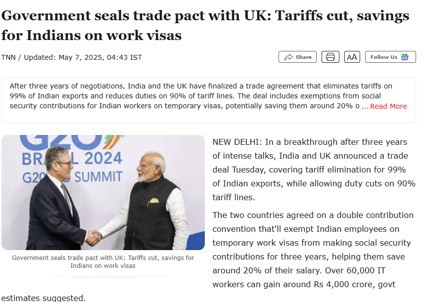 India and UK FTA